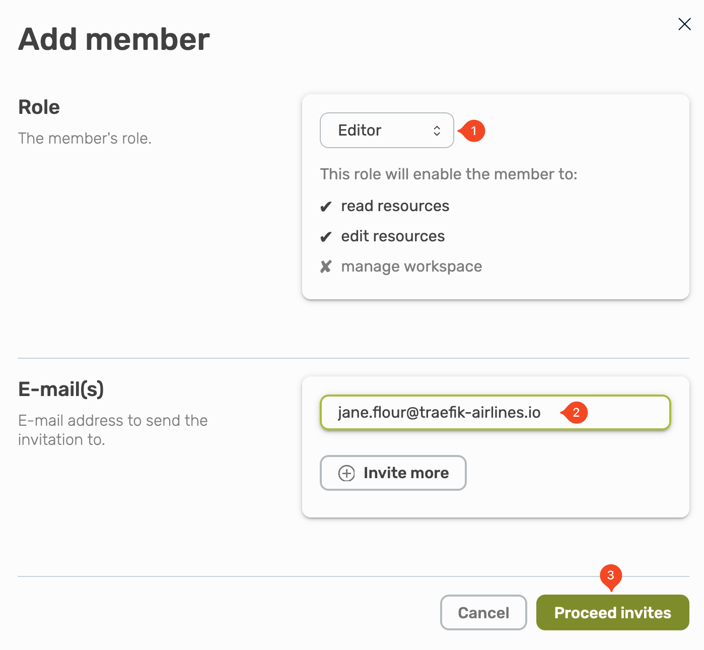 Example of inviting a member Example of inviting a member.