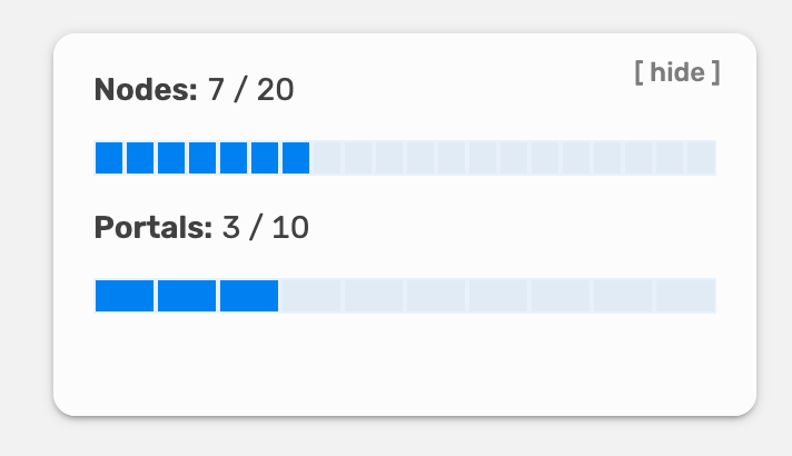 Picture showing the floating info about used quotas Dashboard showing the floating info about used quotas.