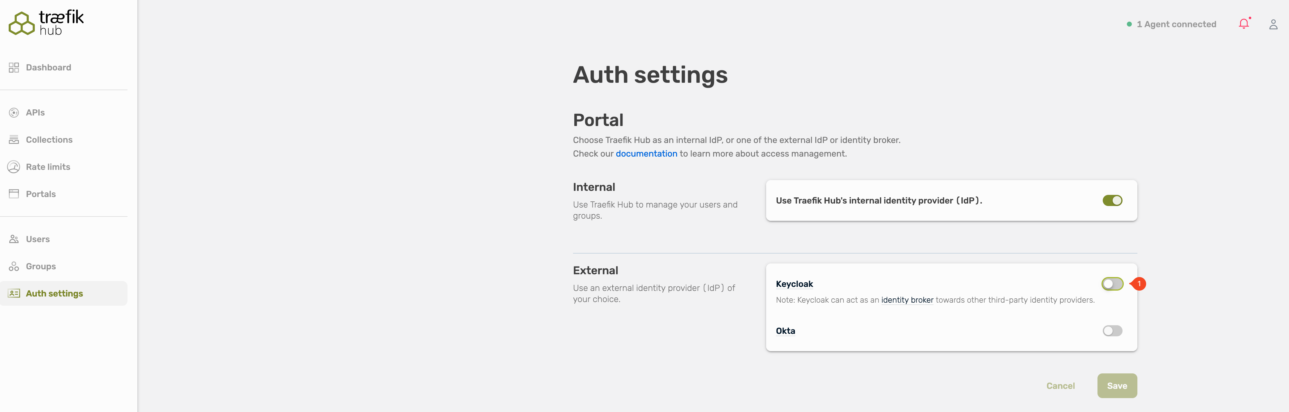 IdP selection dialog, selecting Keycloak