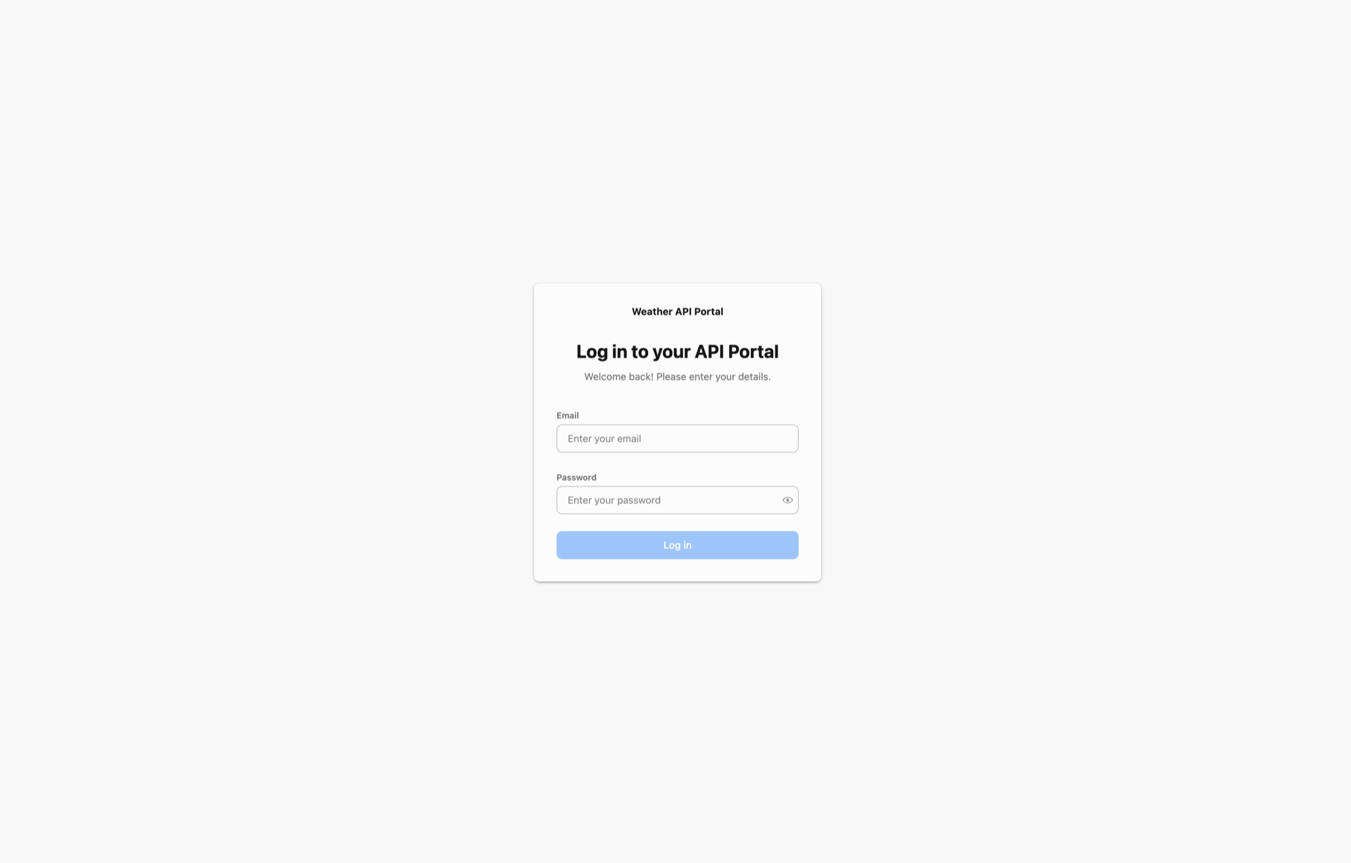 API Portal Login Page