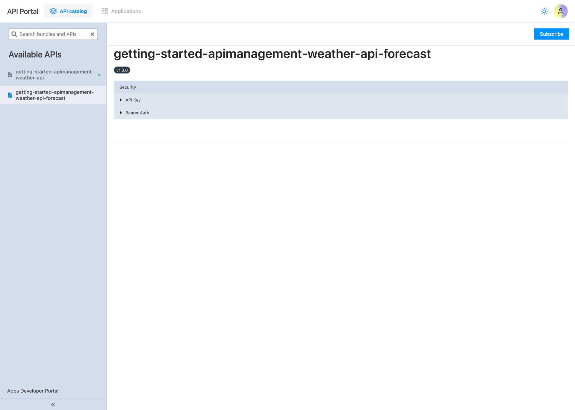API Portal without OAS