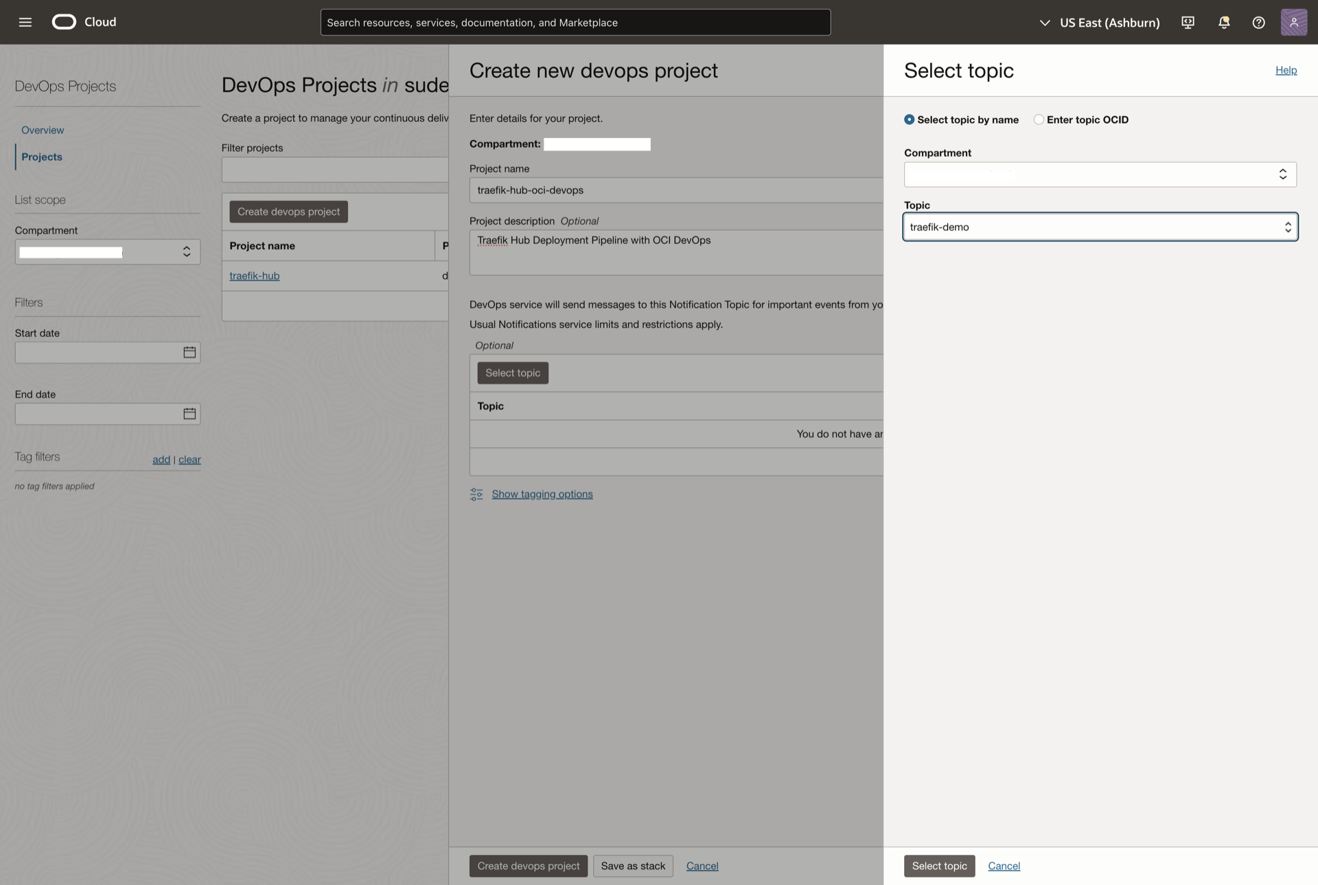 Create New DevOps Project Menu