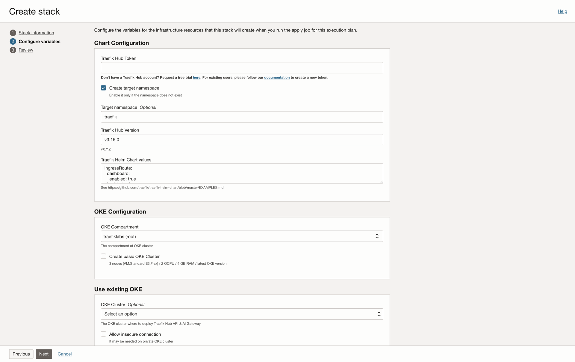 Configure Stack