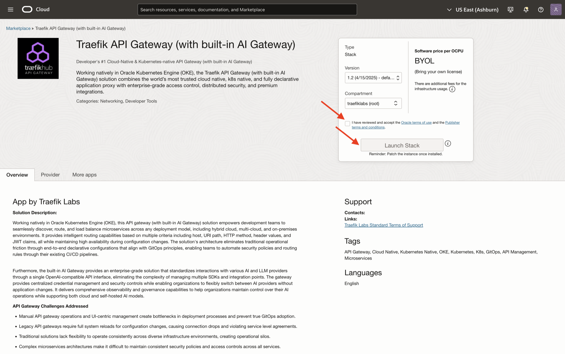 Hub API GW in OCI marketplace