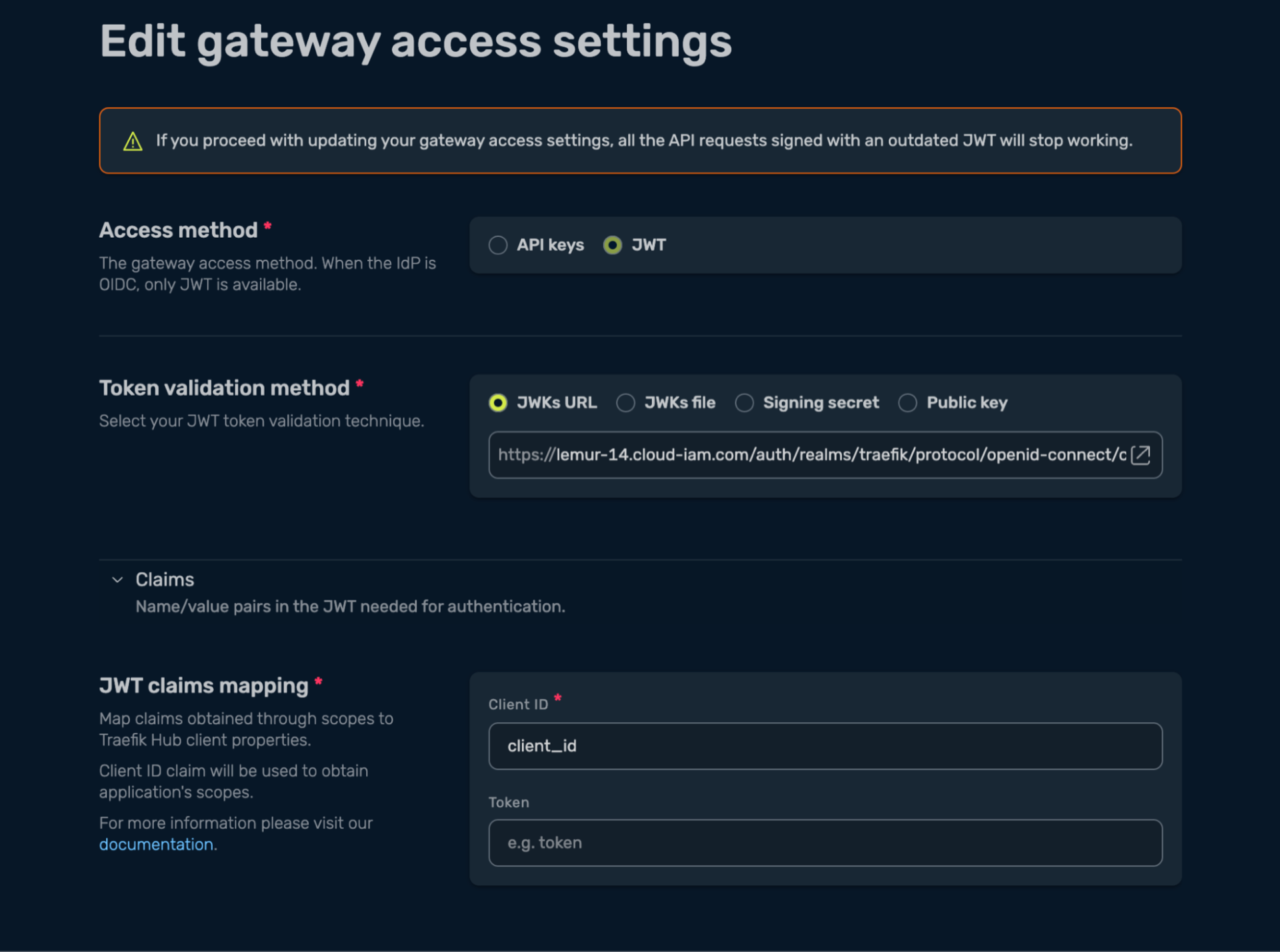JWT Validation Configuration