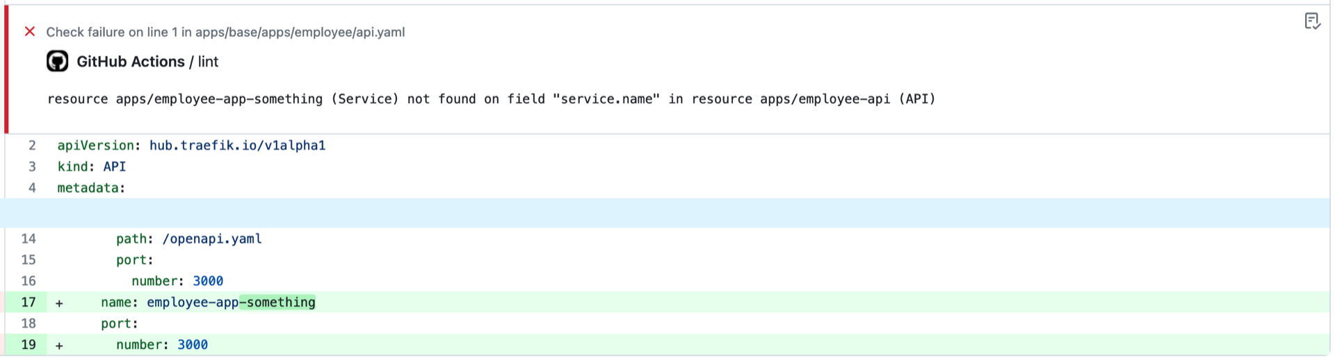 Image on a linting error