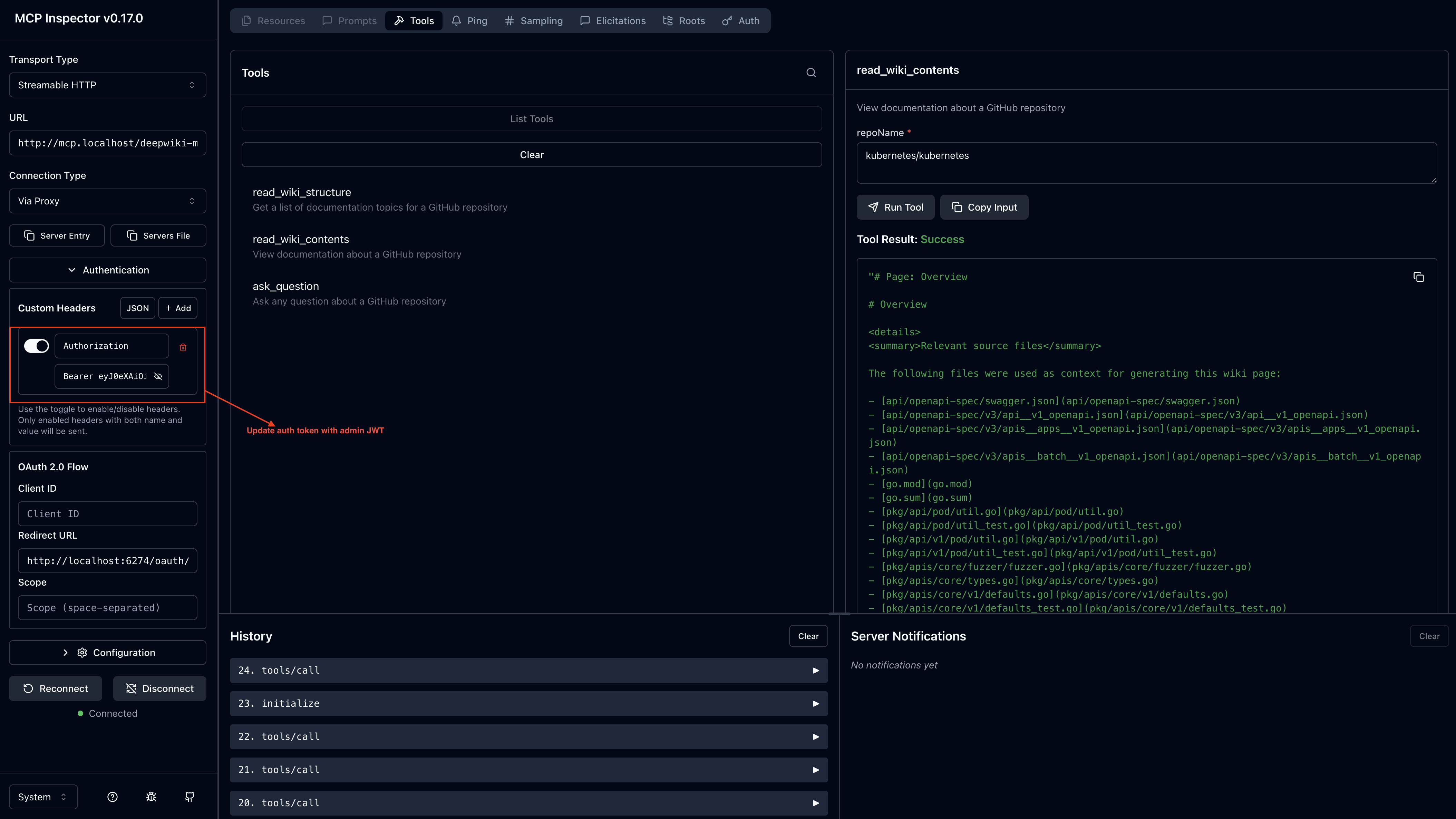 Read Wiki Content Endpoint Returning 200 With Admnin JWT