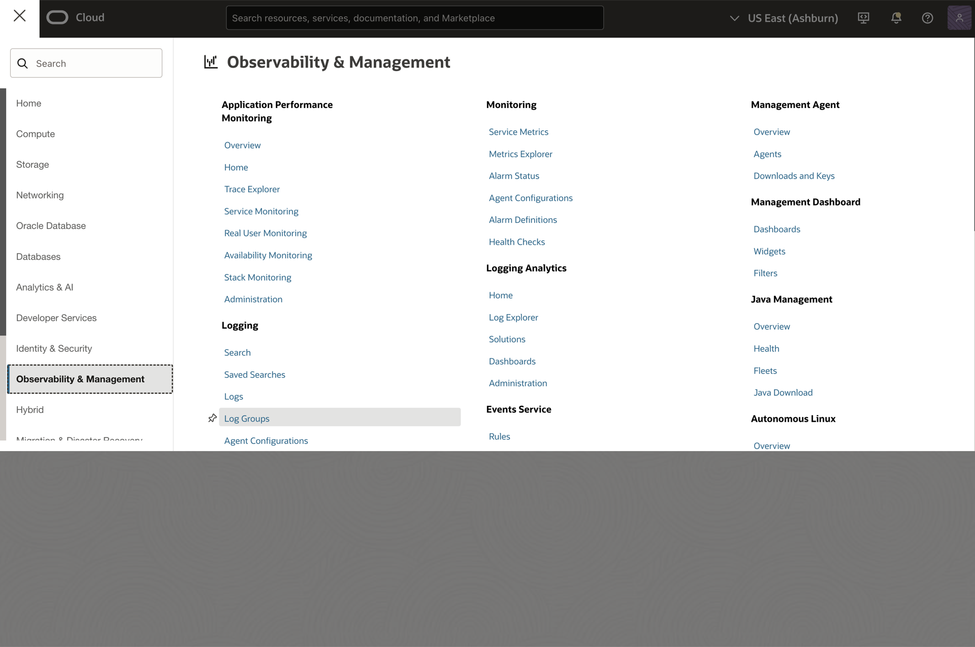 OCI - Log Groups