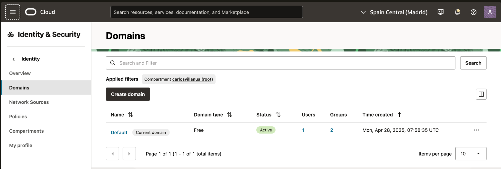 Oracle IAM - Domain