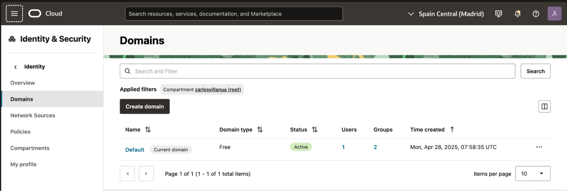 Oracle IAM - Domain