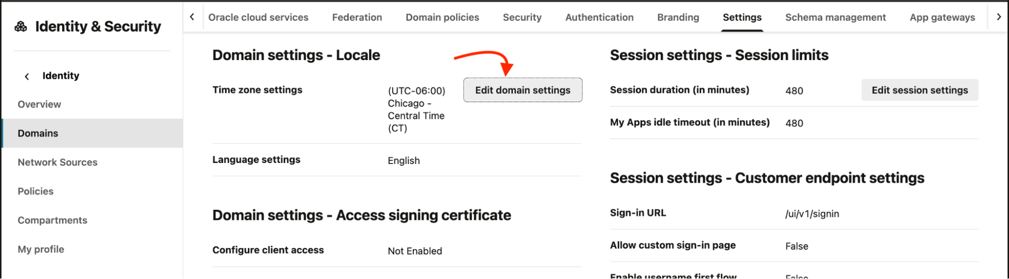 Oracle IAM - Domain Settings