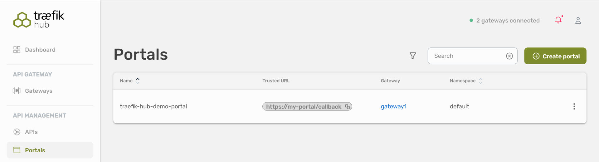 Select the Portal to connect to in the dashboard.