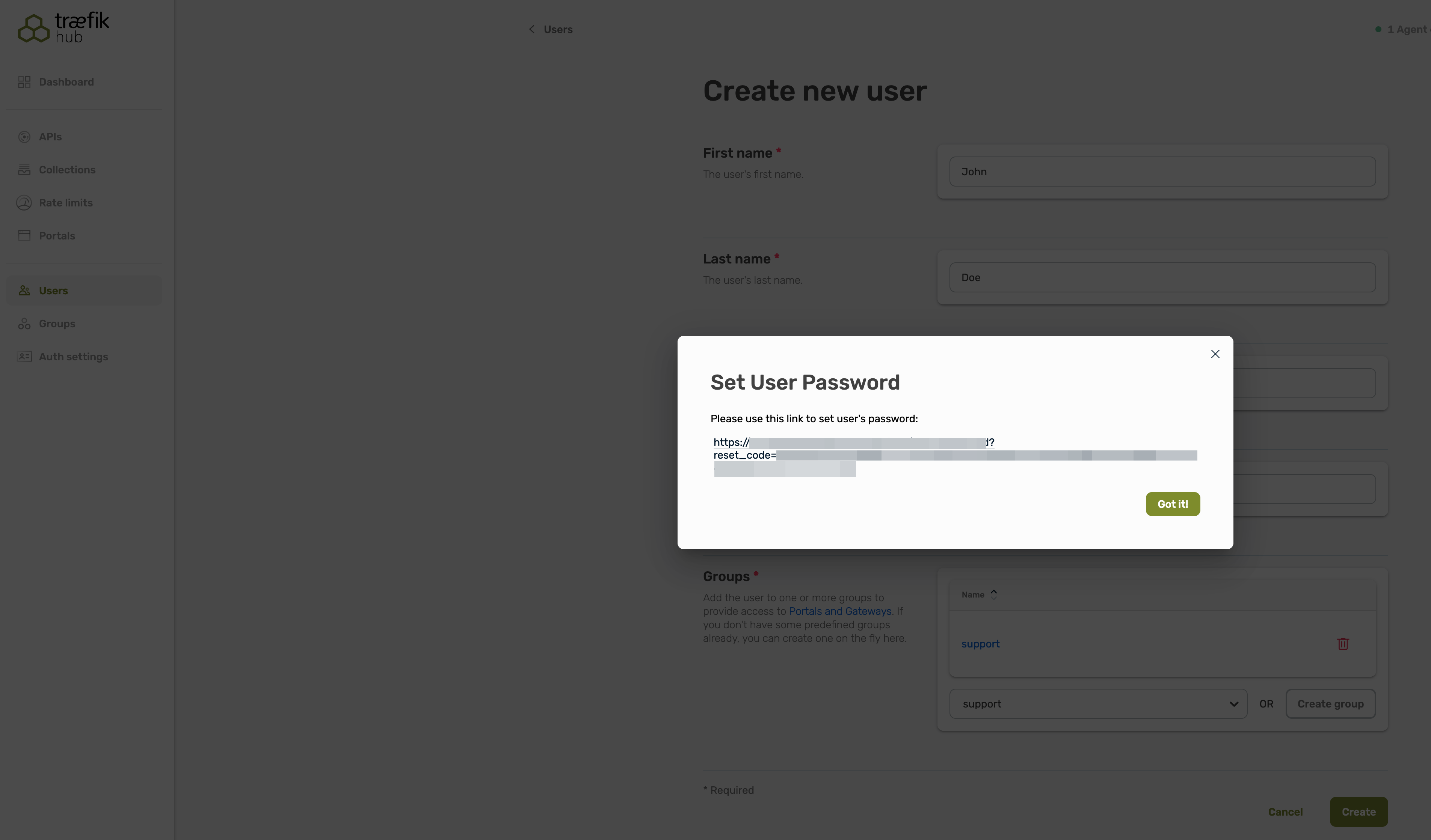 Follow the screen instructions to set a password for the user.
