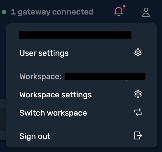 Access user and workspace settings