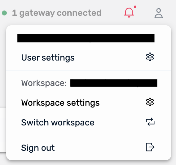 Access user and workspace settings