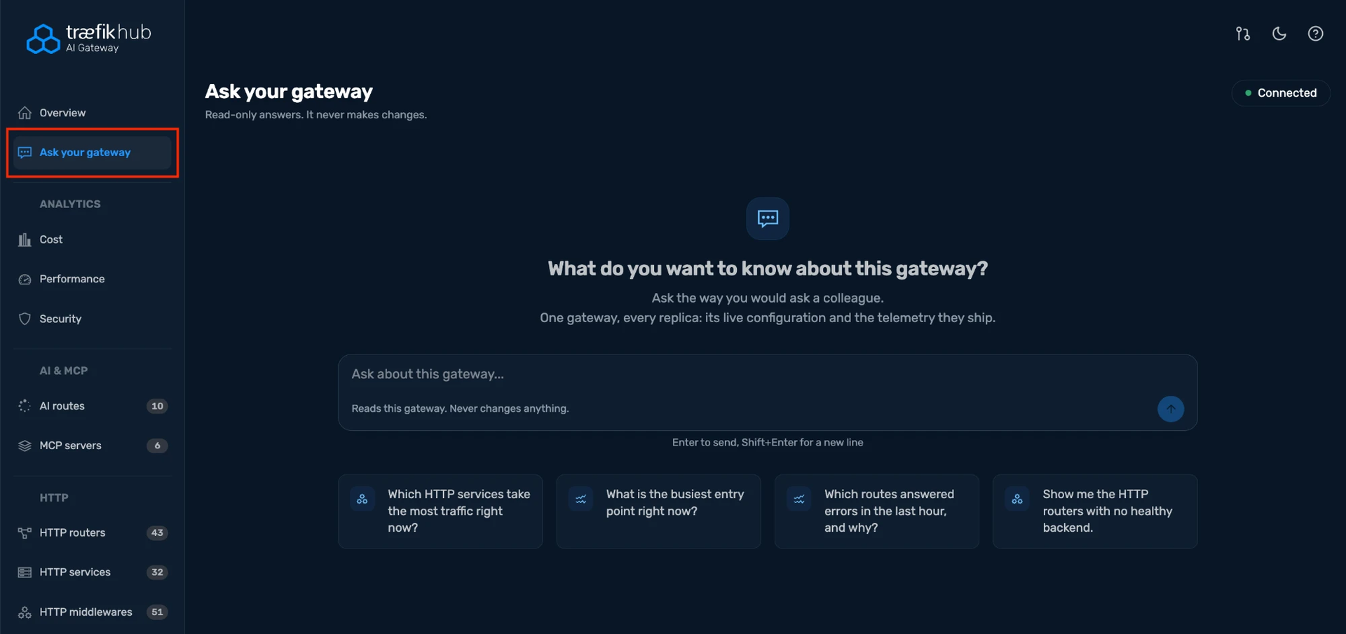 The Administration UI Ask your gateway page