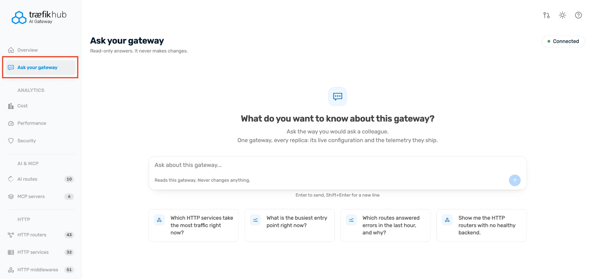 The Administration UI Ask your gateway page