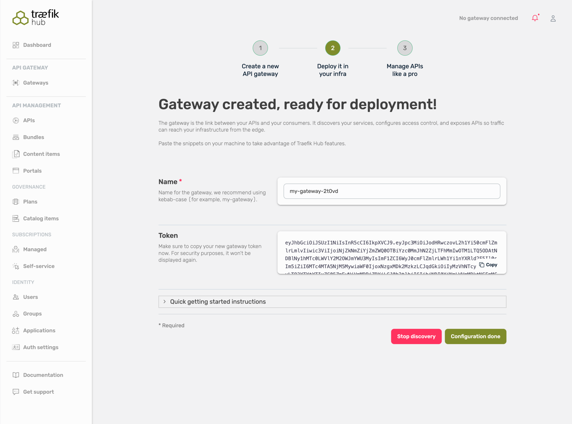 New gateway creation form in Traefik Hub