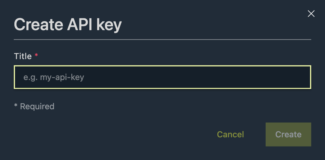 API Portal - Create API Key