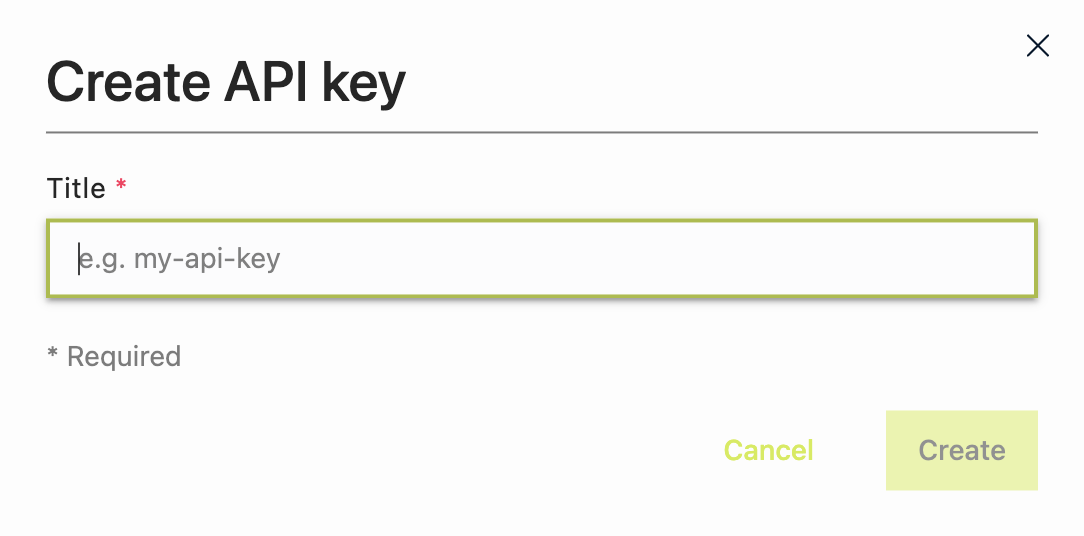 API Portal - Create API Key
