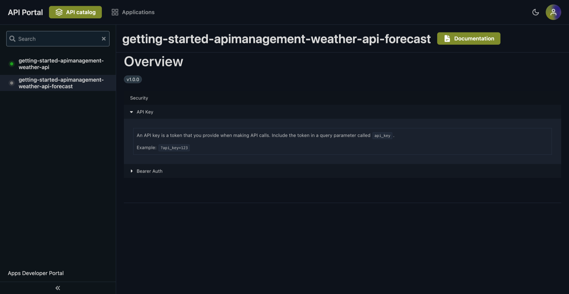 API Portal without OAS