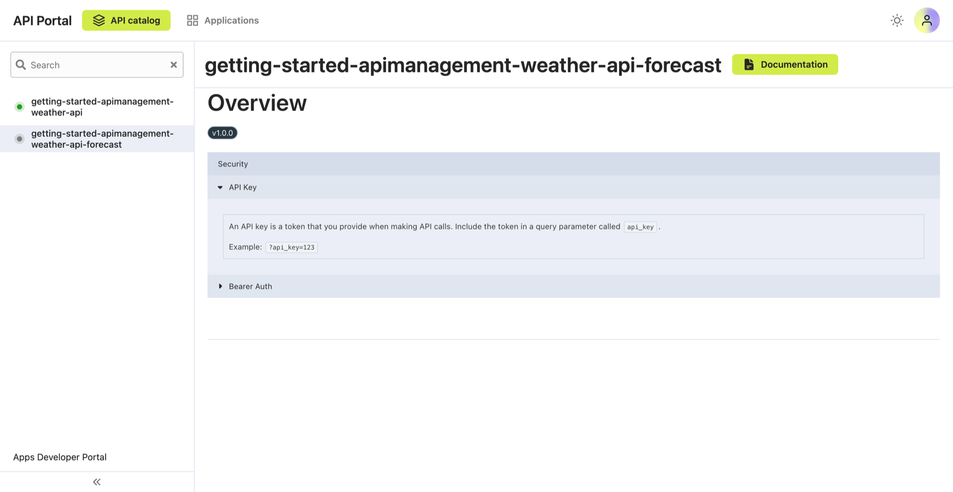 API Portal without OAS