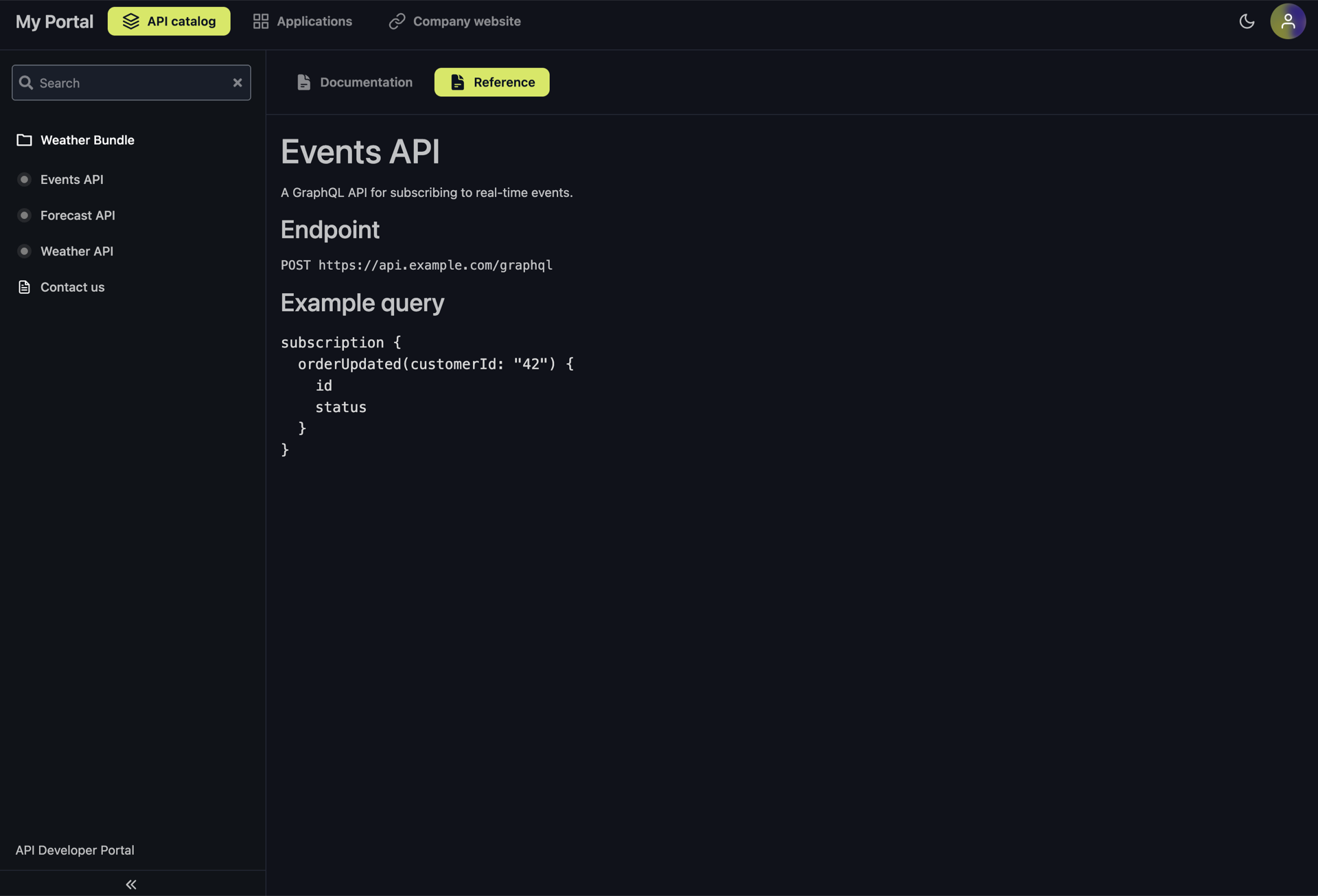 API Portal with Custom Content