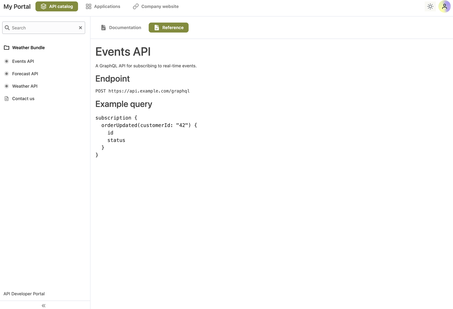 API Portal with Custom Content