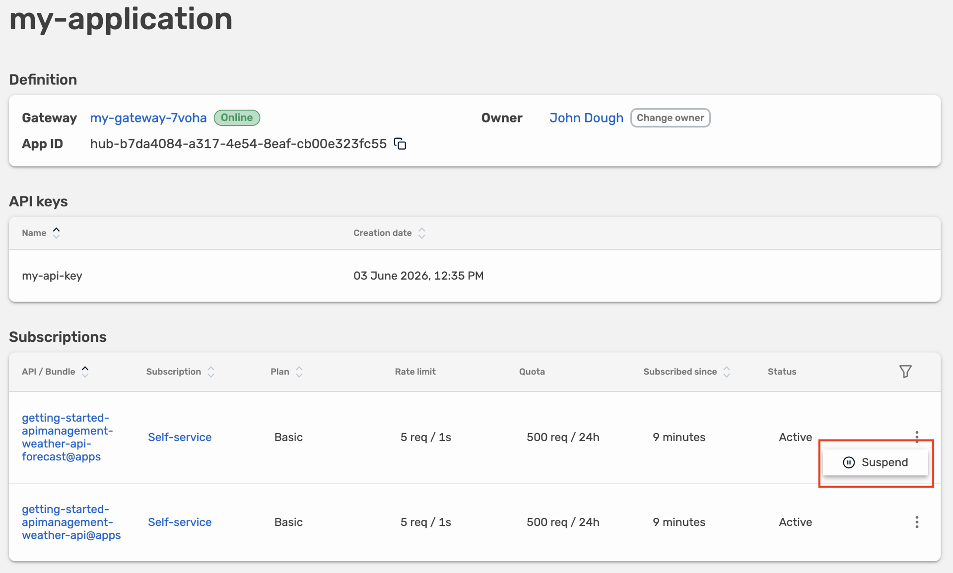 Self-service subscription details in Traefik Hub