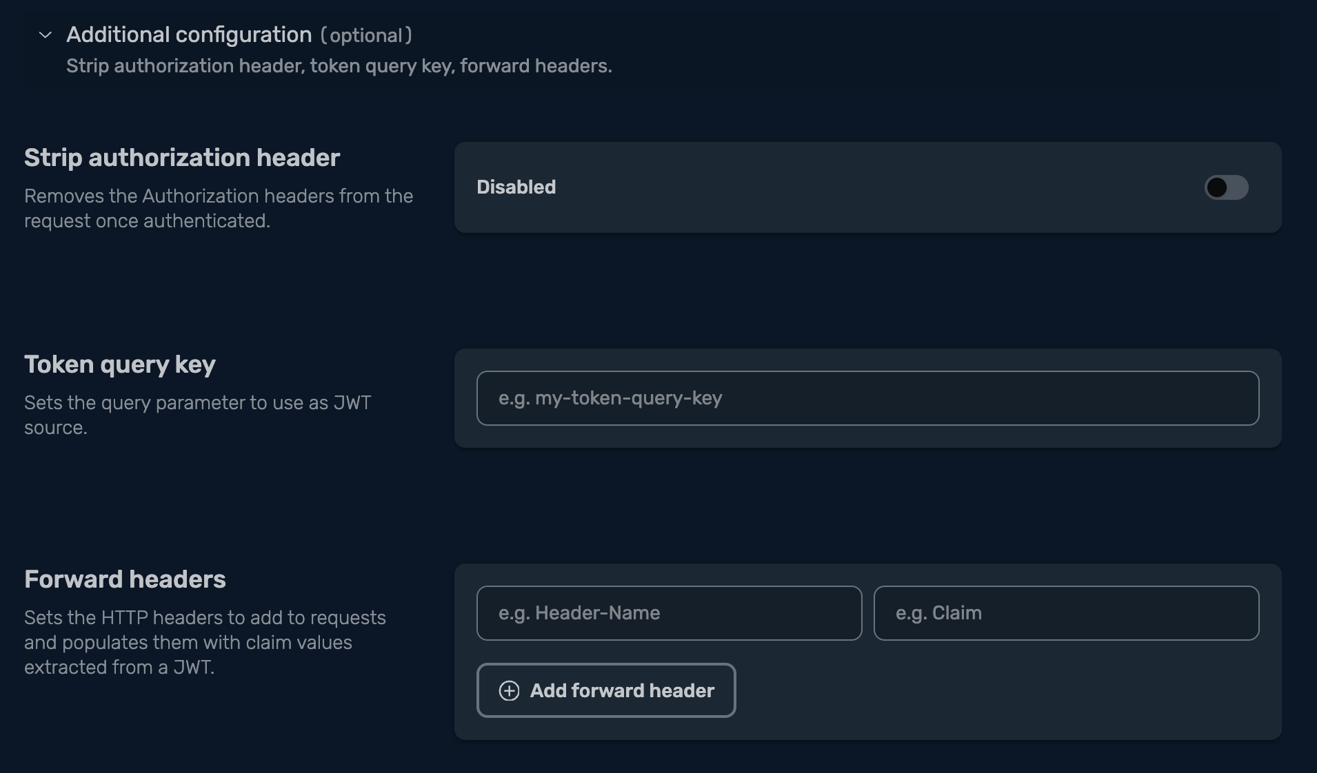 JWT additional configuration options