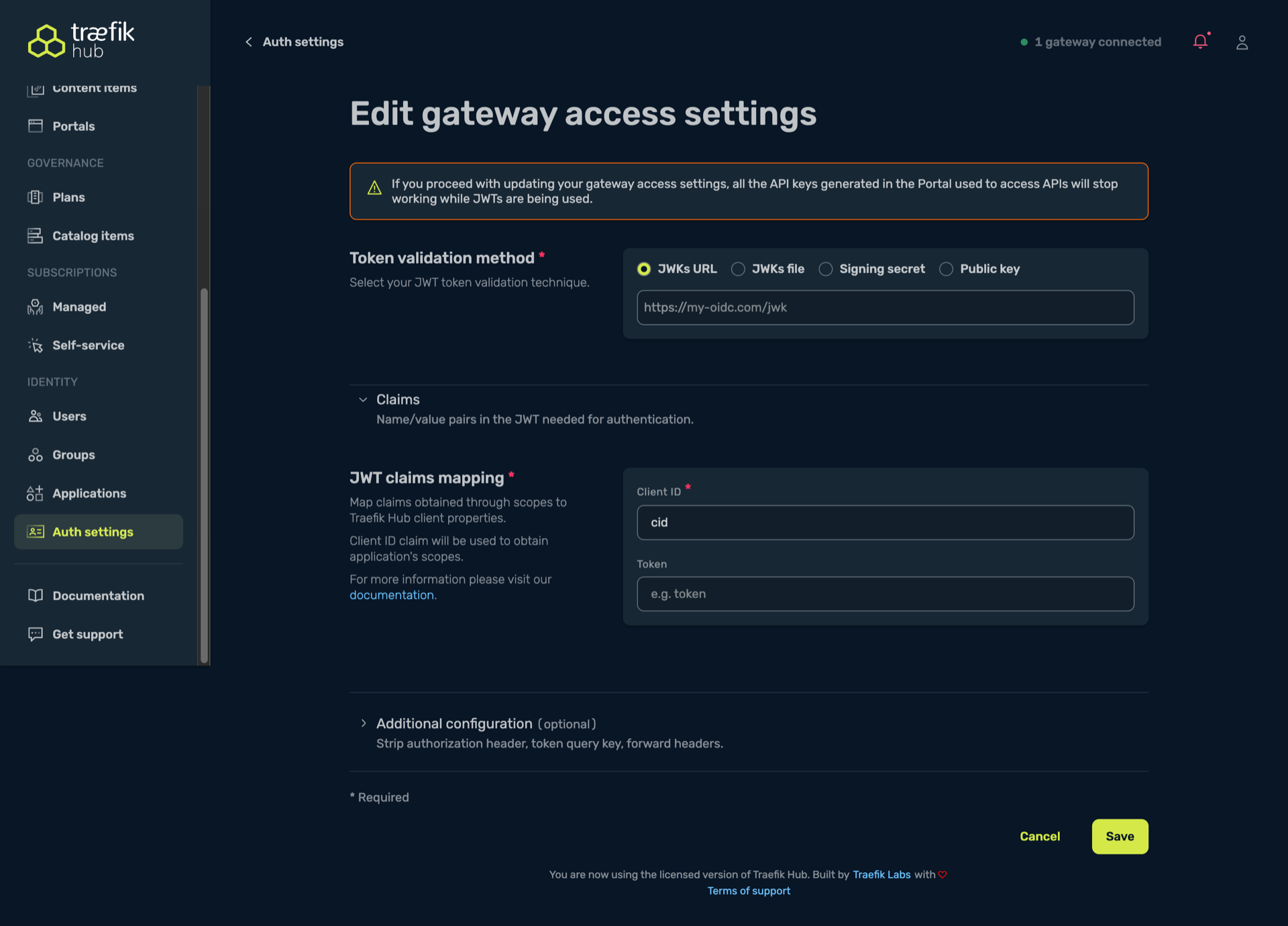 JWT configuration options