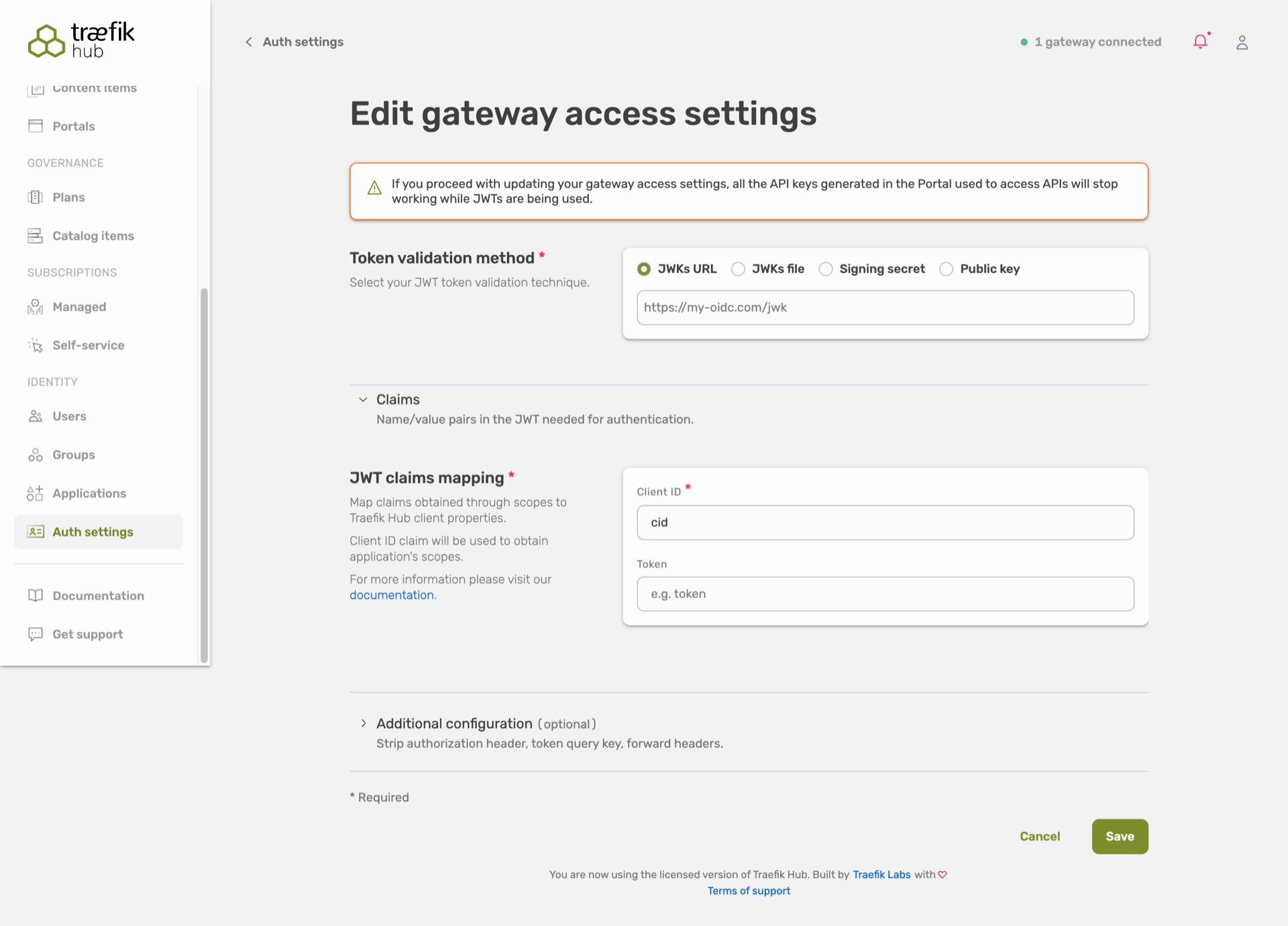 JWT configuration options