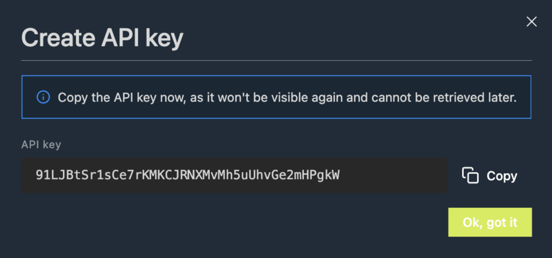 Copy API key